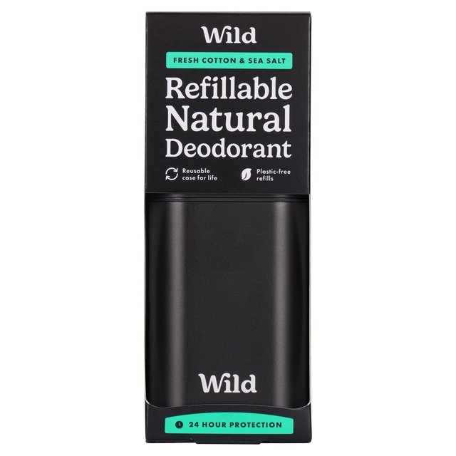 Wild Men's Black Case and Fresh Cotton and Sea Salt Deodorant 40g