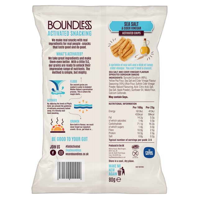 Boundless Sea Salt and Cider Vinegar Chips Sharing Bag   80g GOODS M&S   