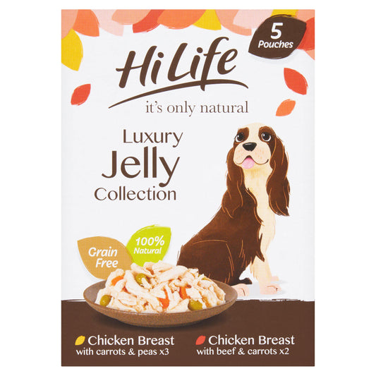 HiLife It's Only Natural The Jelly Selection 5 x 100g (500g) Dog food cans trays & pouches Sainsburys   