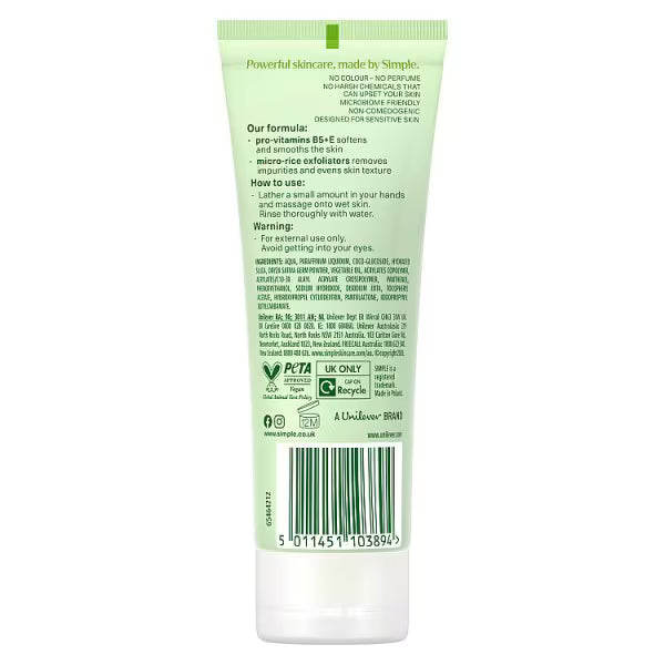 Simple Smoothing Facial Scrub 75ml (British brand)