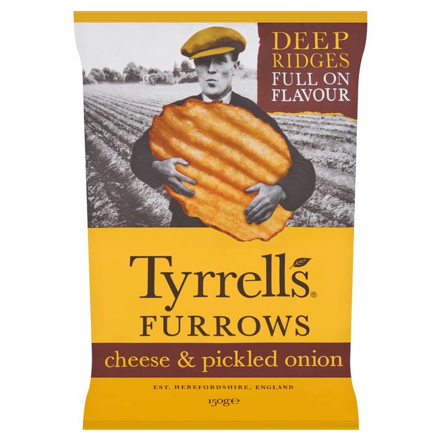 Tyrrells Furrows Cheese & Pickled Onion Sharing Crisps   150g GOODS M&S   