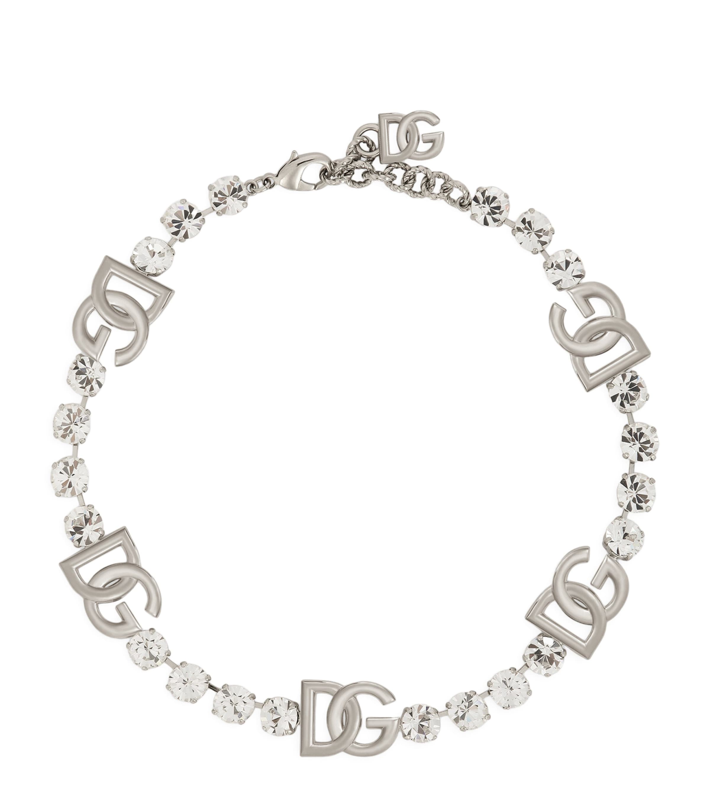 Dolce&Gabbana crystal-embellished DG necklace, imported from the UK