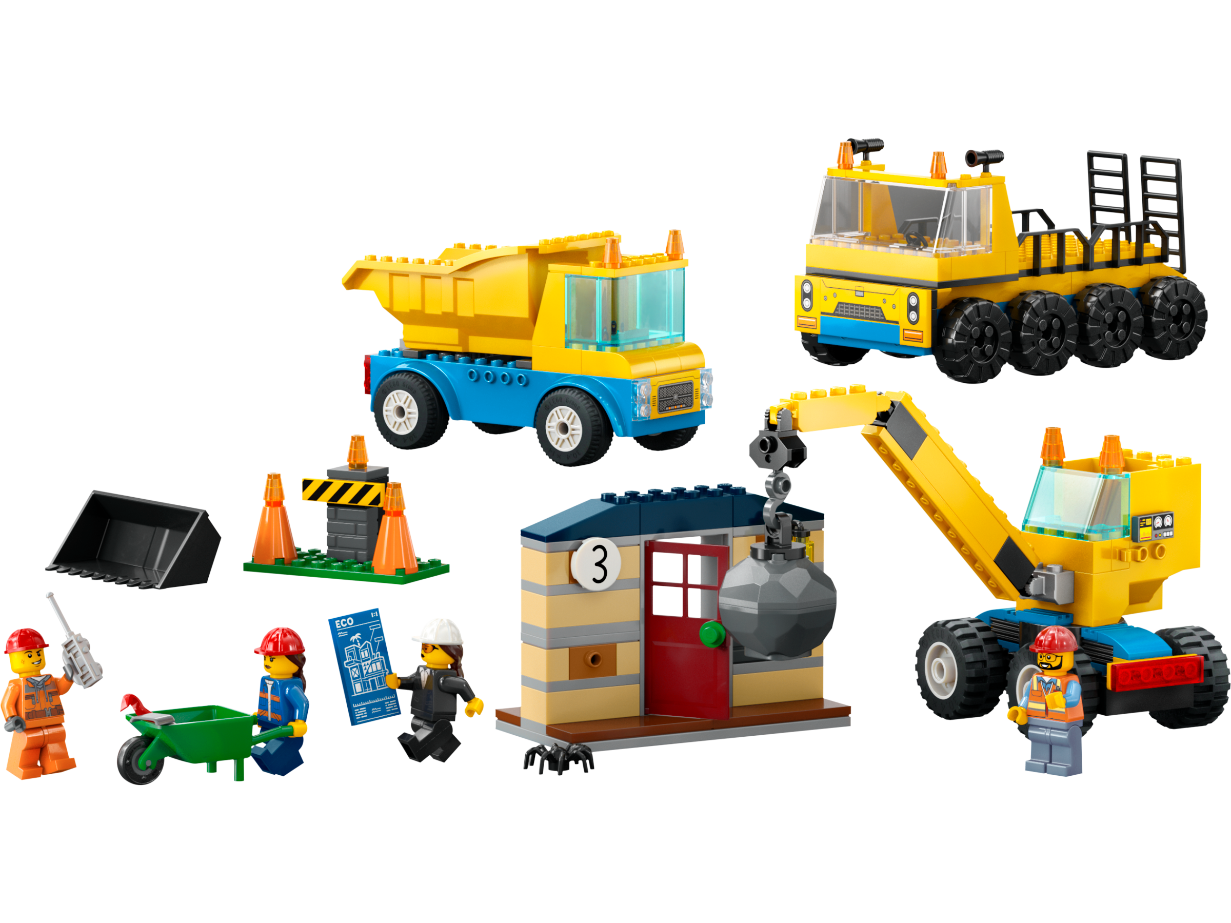 LEGO Construction Trucks and Wrecking Ball Crane 235 Pieces - British product