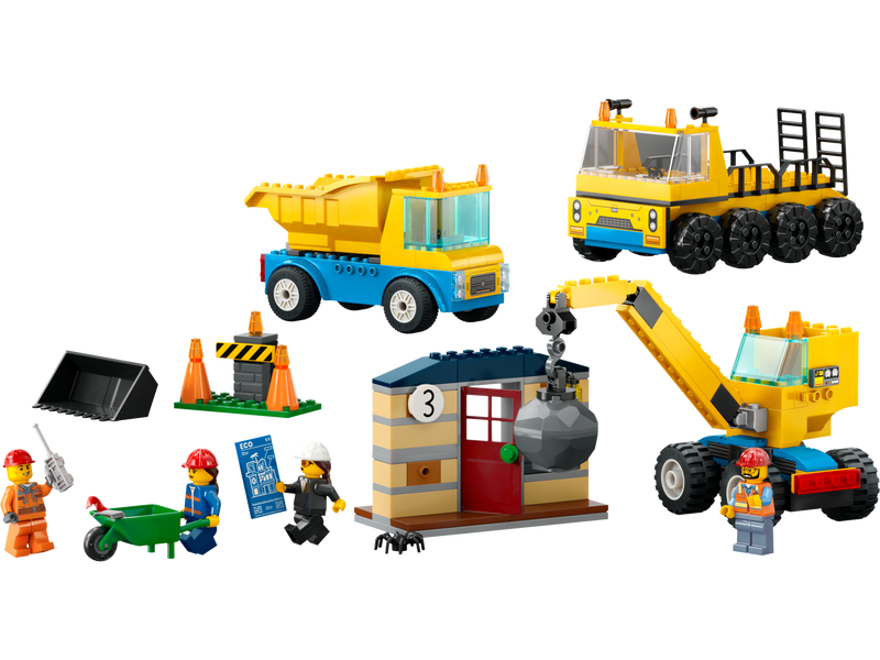 LEGO Construction Trucks and Wrecking Ball Crane 235 Pieces - British product
