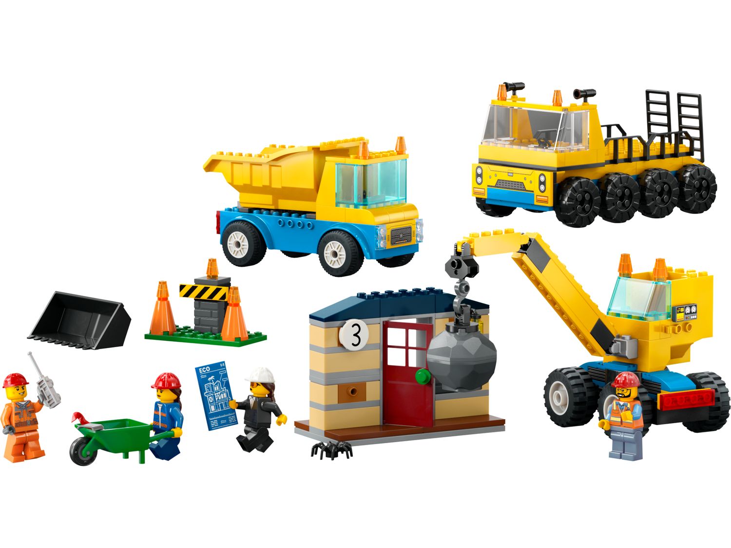 LEGO Construction Trucks and Wrecking Ball Crane 235 Pieces - British product
