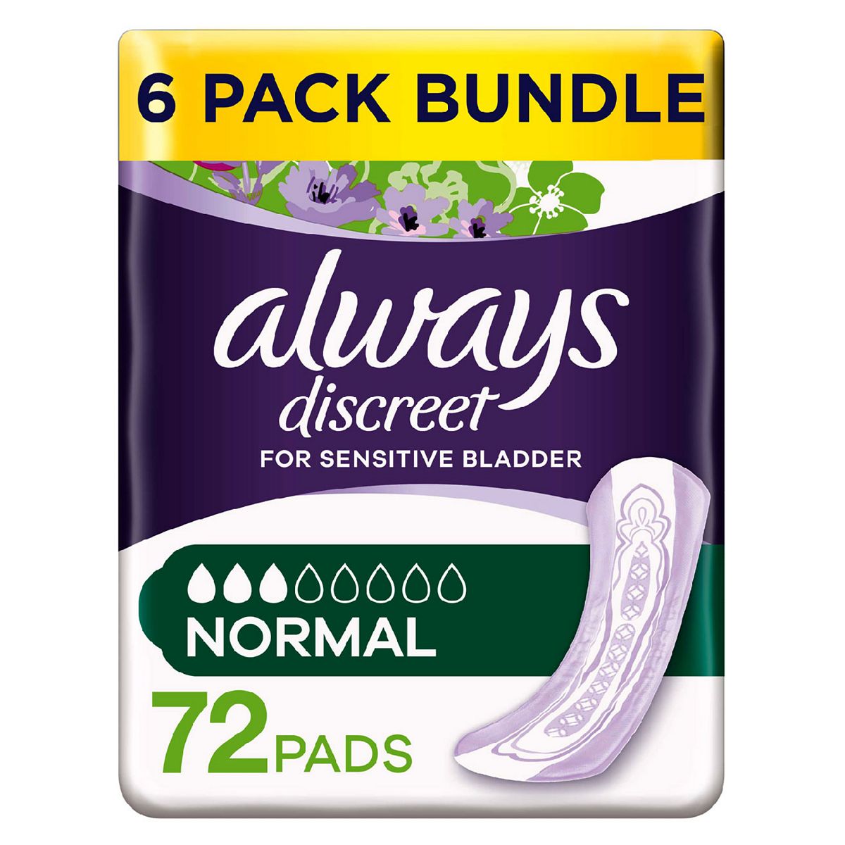 Always Discreet Incontinence Pads Normal - 72 pads (6 pack bundle) GOODS Boots   