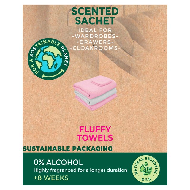 Cristalinas Scented Sachet Wardrobe/Drawer Freshener Fluffy Towels Ecopack   7g GOODS M&S   