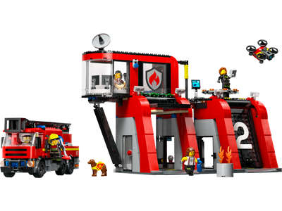 LEGO City Fire Station with Fire Truck 843 Pieces Building Set