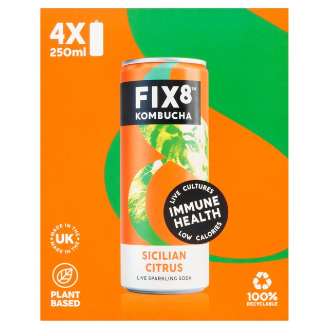 Fix8 Sicilian Citrus Kombucha Multipack   4 x 250ml GOODS M&S   