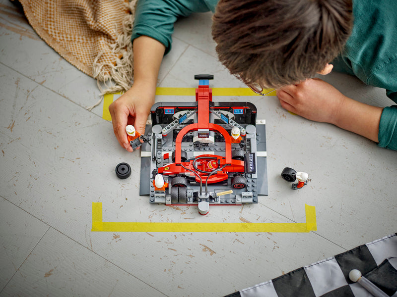 LEGO F1 pit stop building set with Ferrari car 322 pieces, imported from the UK