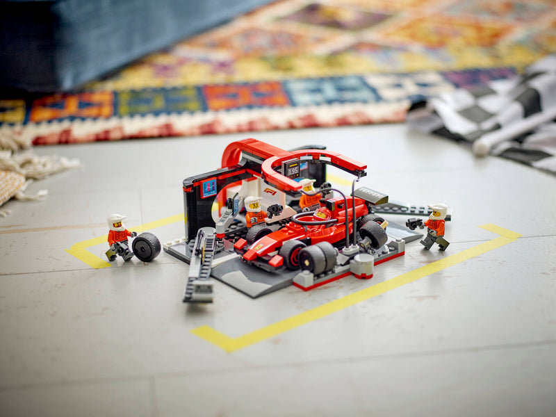 LEGO F1 pit stop building set with Ferrari car 322 pieces, imported from the UK