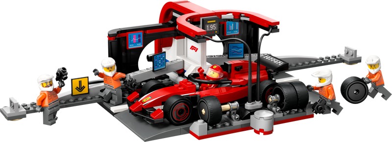 LEGO F1 pit stop building set with Ferrari car 322 pieces, imported from the UK