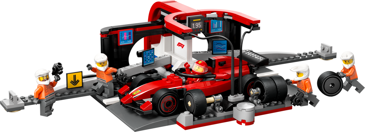 LEGO F1 pit stop building set with Ferrari car 322 pieces, imported from the UK