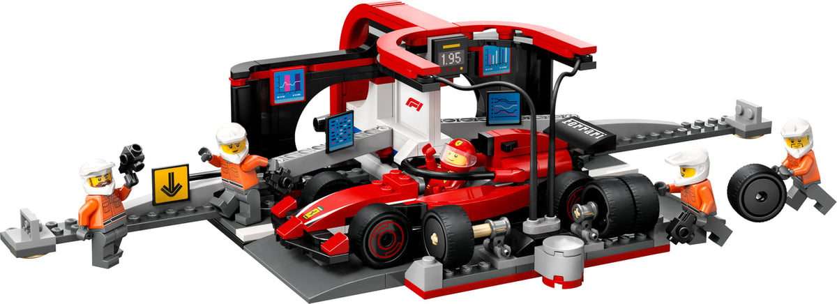 LEGO F1 pit stop building set with Ferrari car 322 pieces, imported from the UK