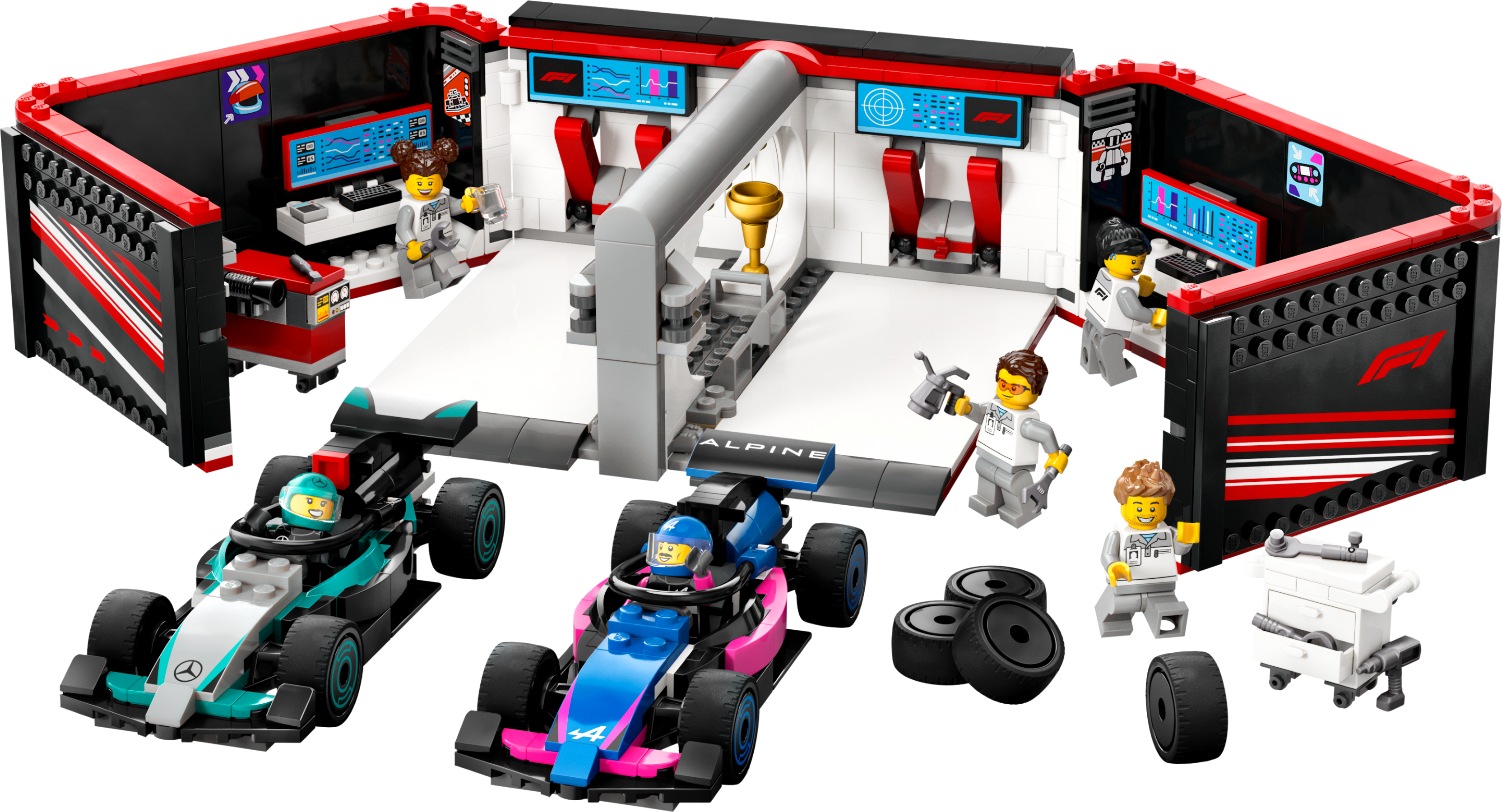 LEGO F1 garage Mercedes AMG Alpine cars set 678 pieces - British product