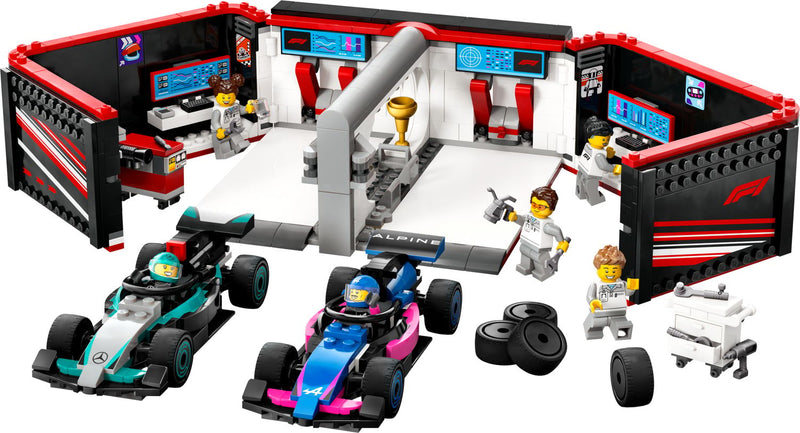 LEGO F1 garage Mercedes AMG Alpine cars set 678 pieces - British product