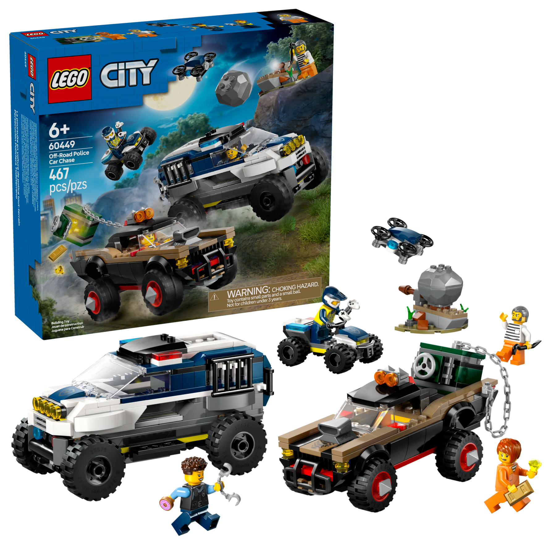 Ensemble de construction Course-poursuite policière tout-terrain LEGO City 467 pièces, version UK