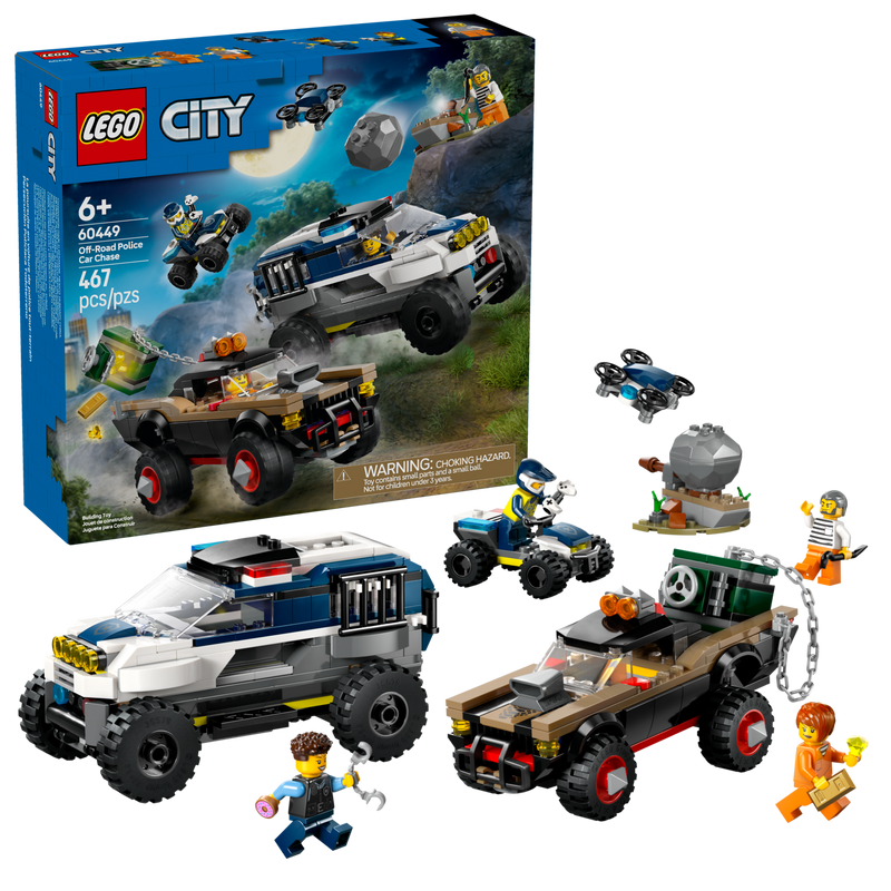 Ensemble de construction Course-poursuite policière tout-terrain LEGO City 467 pièces, version UK