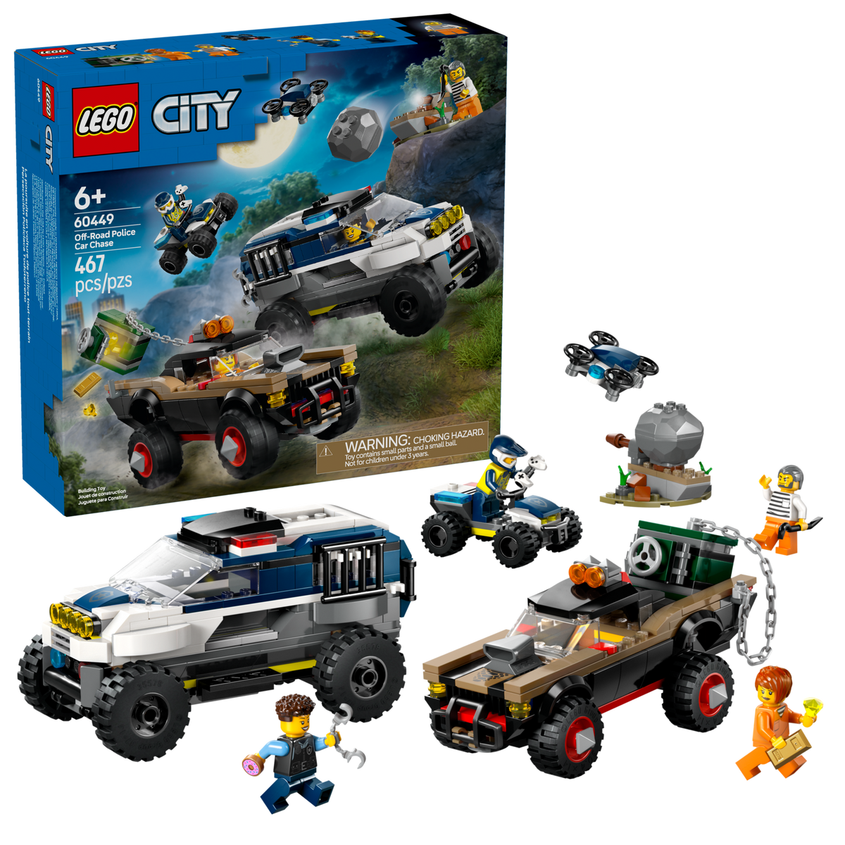 Ensemble de construction Course-poursuite policière tout-terrain LEGO City 467 pièces, version UK