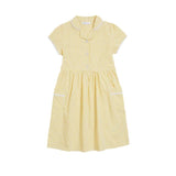 M&S Girls Pure Cotton Gingham School Dress 4-10 Years Yellow GOODS M&S   