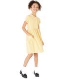 M&S Girls Pure Cotton Gingham School Dress 4-10 Years Yellow GOODS M&S   