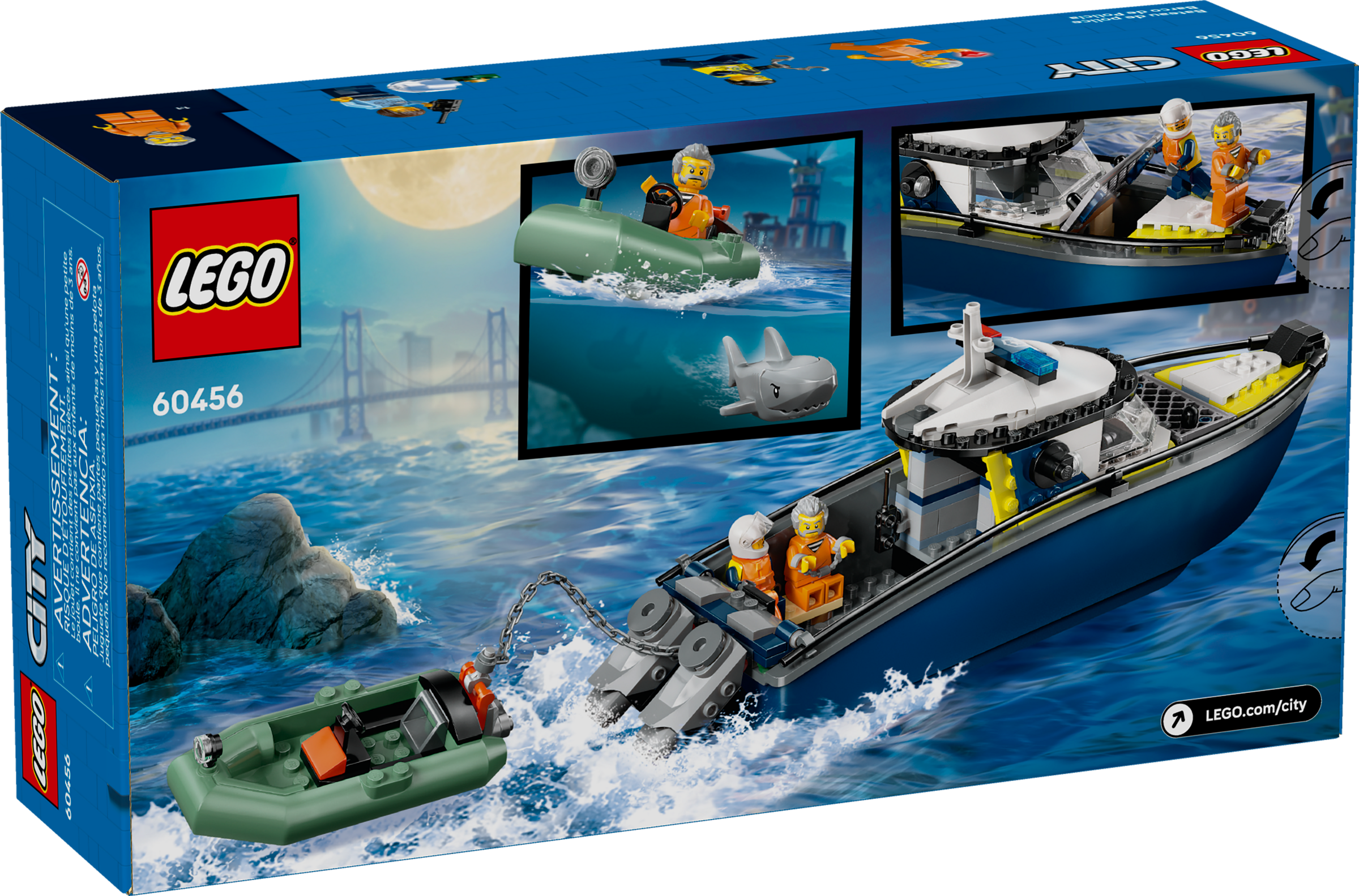 LEGO Police Boat Chase building set 264 pieces, imported from the UK