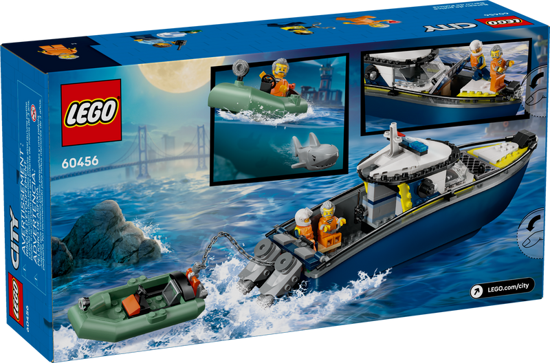 LEGO Police Boat Chase building set 264 pieces, imported from the UK