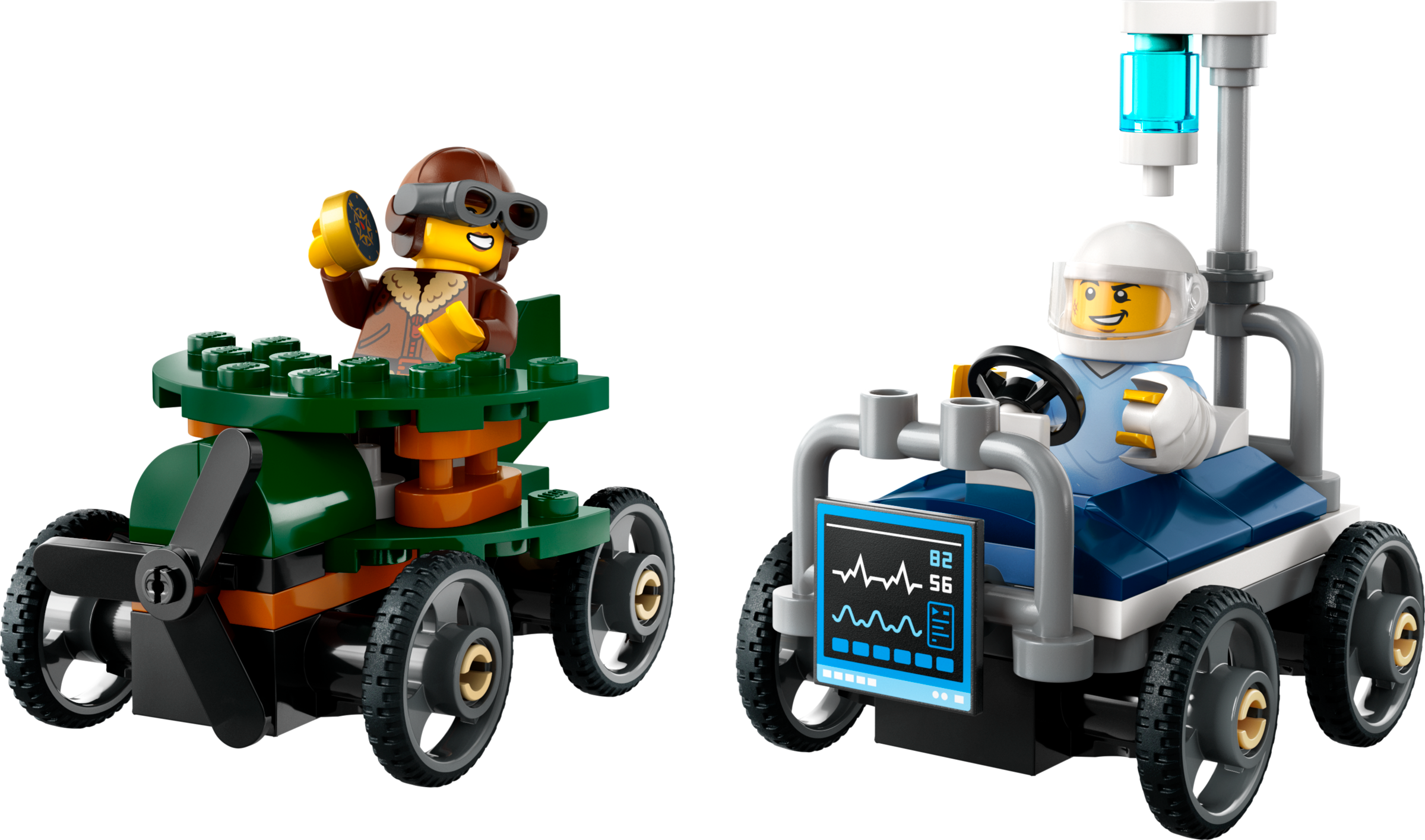 LEGO City aeroplane vs hospital bed race car 70 pieces - British product