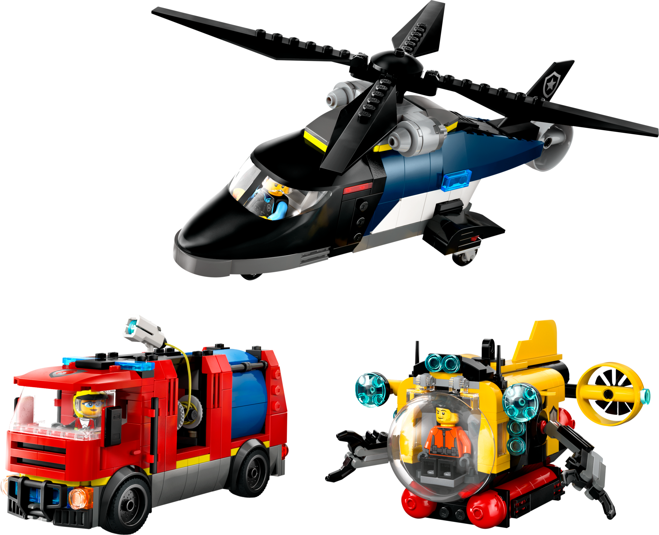 LEGO City Helicopter Fire Engine Submarine Remix Building Set 874 pieces, UK version