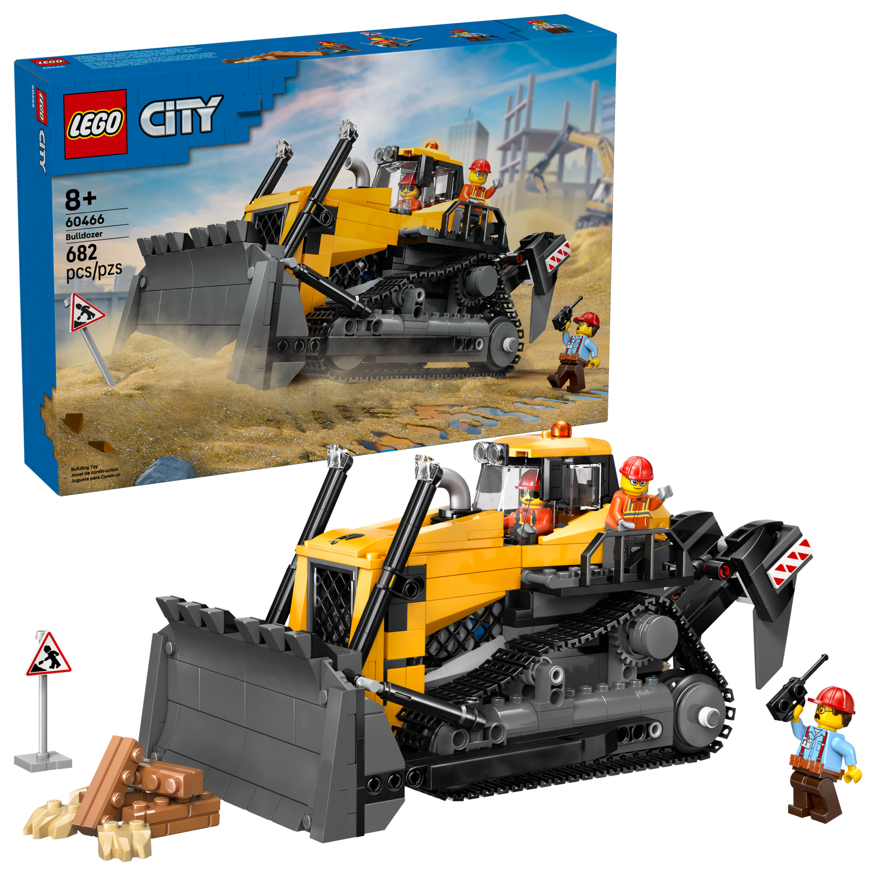 LEGO yellow bulldozer construction set 682 pieces (British brand)