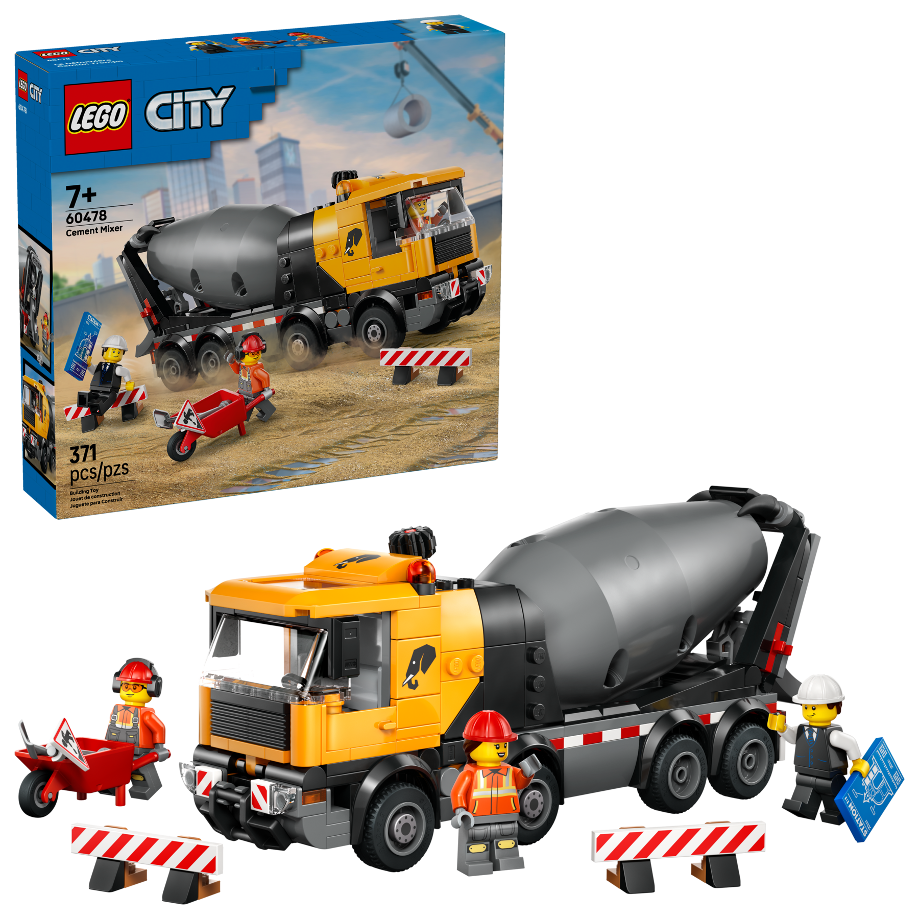 LEGO City Cement Mixer construction toy 371 pieces, imported from the UK