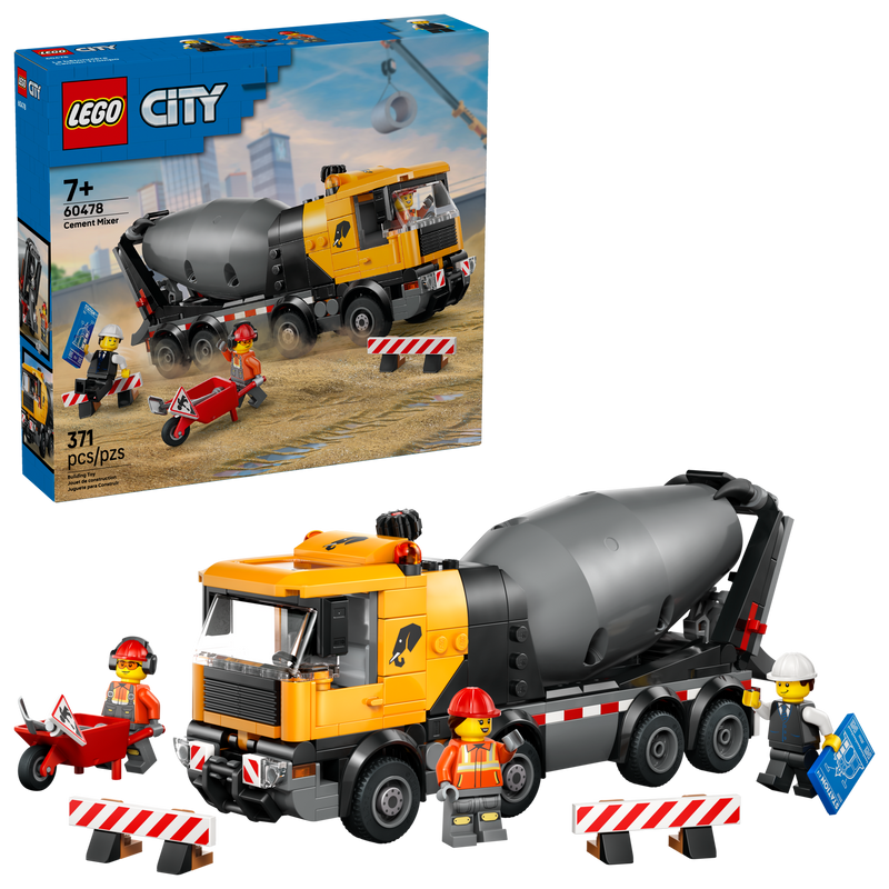 LEGO City Cement Mixer construction toy 371 pieces, imported from the UK