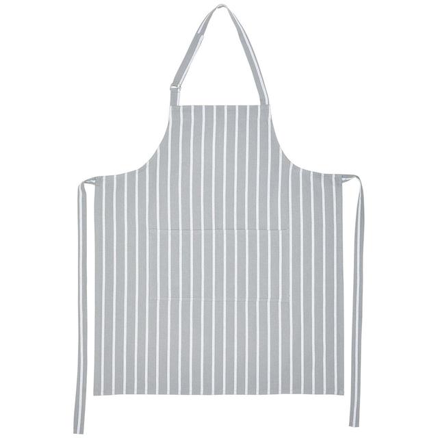 M&S Collection Pure Cotton Striped Apron One Size Grey GOODS M&S   