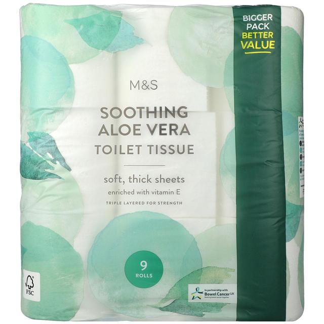 M&S Soothing Aloe Vera Toilet Tissue   9 per pack