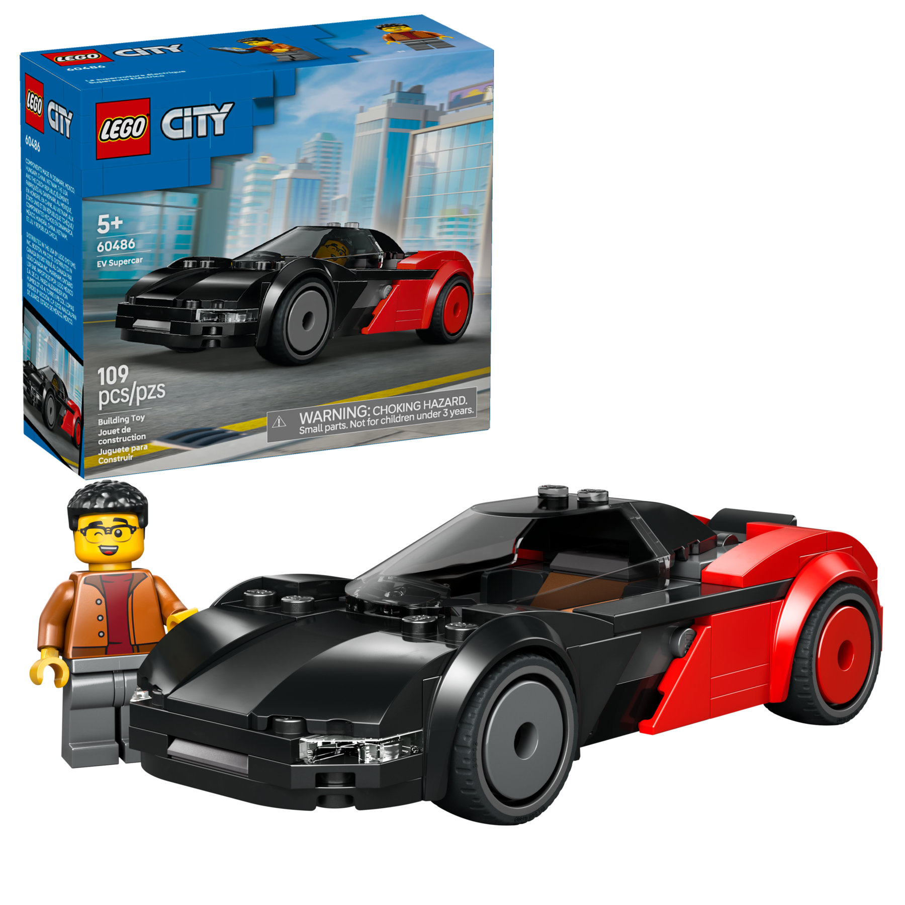 LEGO City EV Supercar building set 109 pieces, imported from the UK