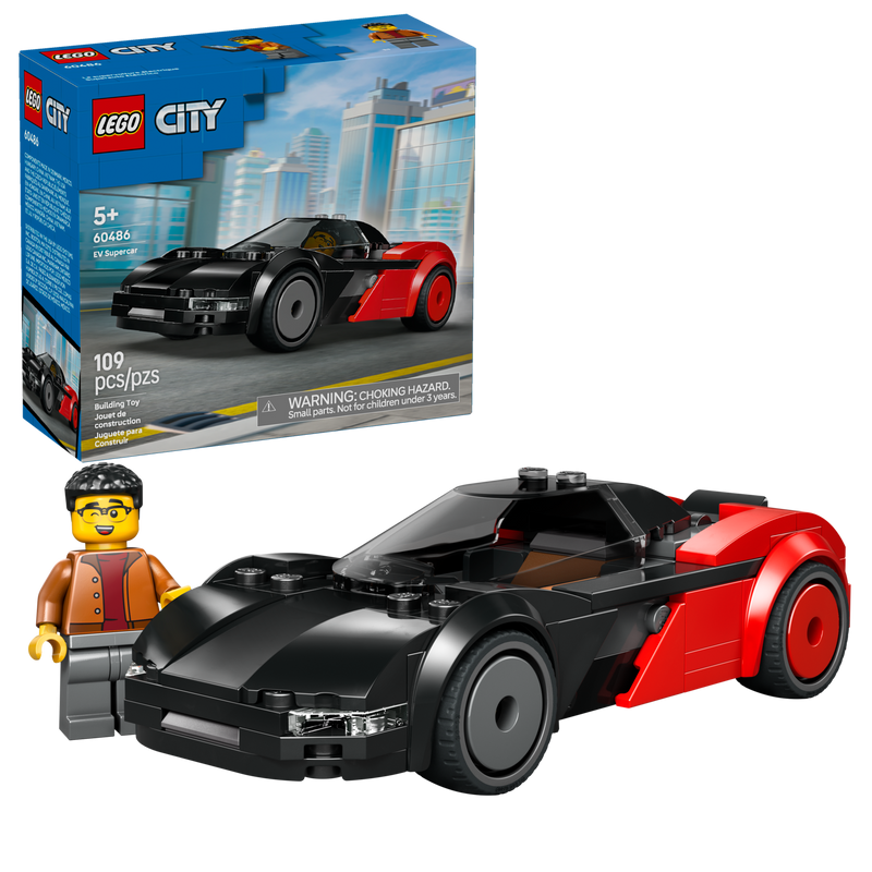 LEGO City EV Supercar building set 109 pieces, imported from the UK