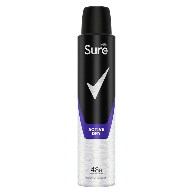 Sure Men Antiperspirant Deodorant Active Dry Aerosol   200ml GOODS M&S   