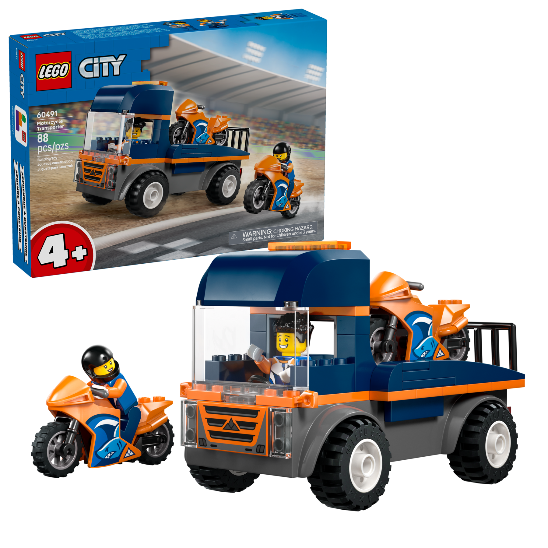 LEGO Motorcycle Transporter toy set 88 pieces, UK version
