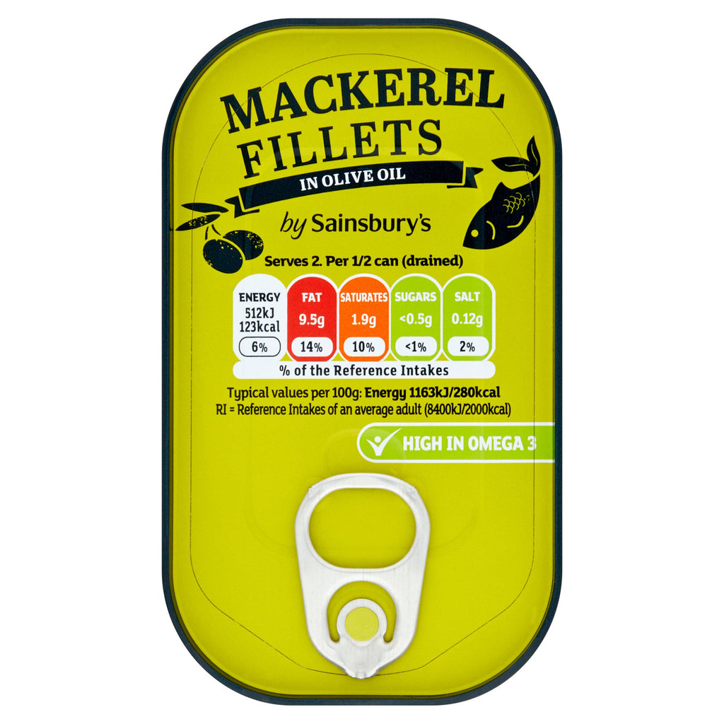 Sainsbury's Mackerel Fillets in Olive Oil 125g (90g*)