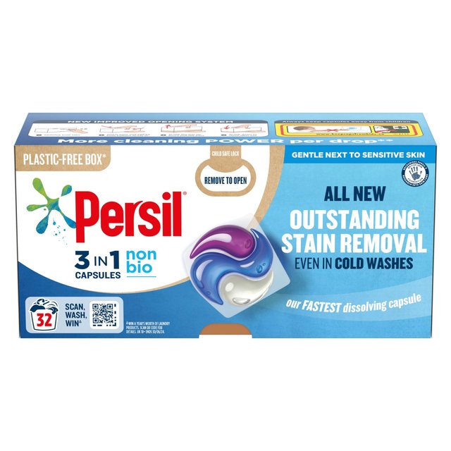 Persil 3 in 1 Laundry Washing Capsules Non Bio   32 per pack