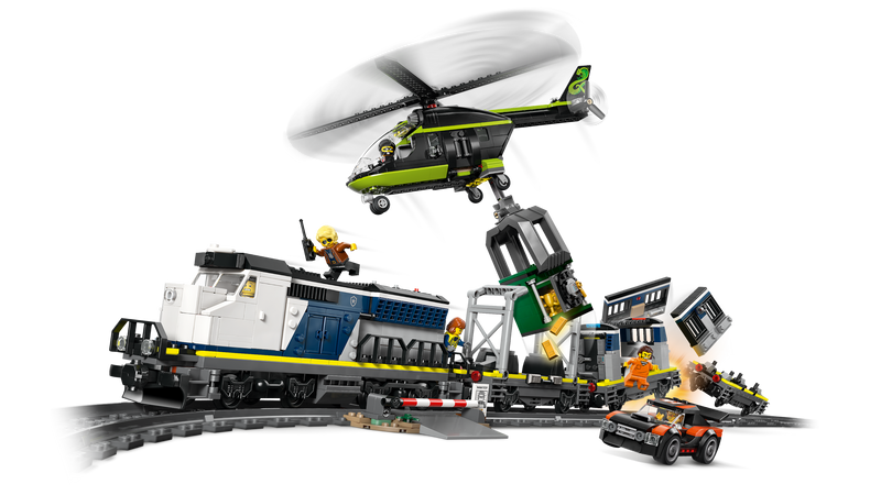 LEGO Police Train Heist set with helicopter and minifigures (British brand)