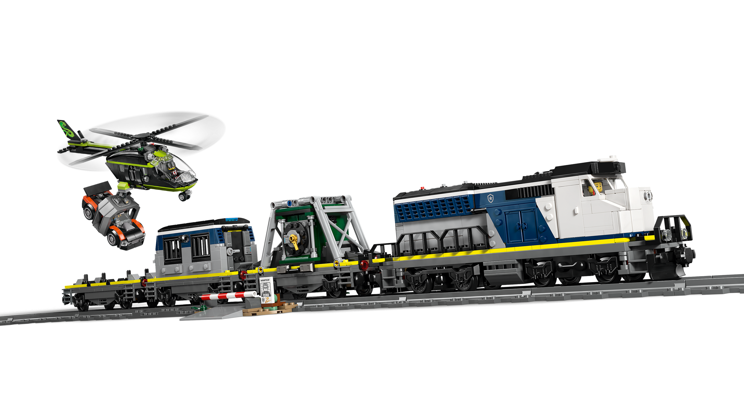 LEGO Police Train Heist set with helicopter and minifigures (British brand)