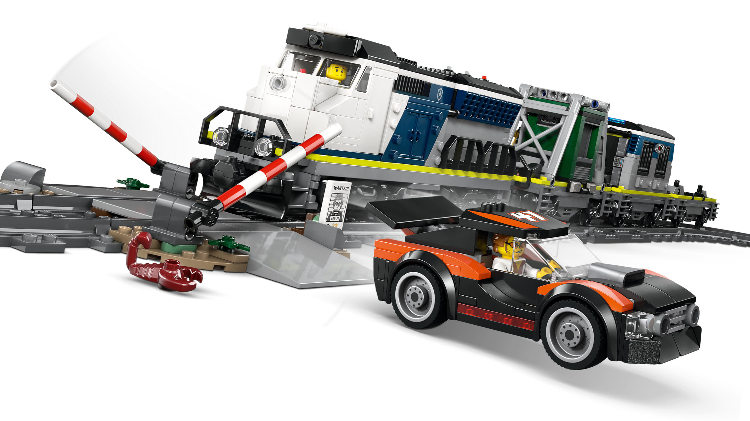 LEGO Police Train Heist set with helicopter and minifigures (British brand)