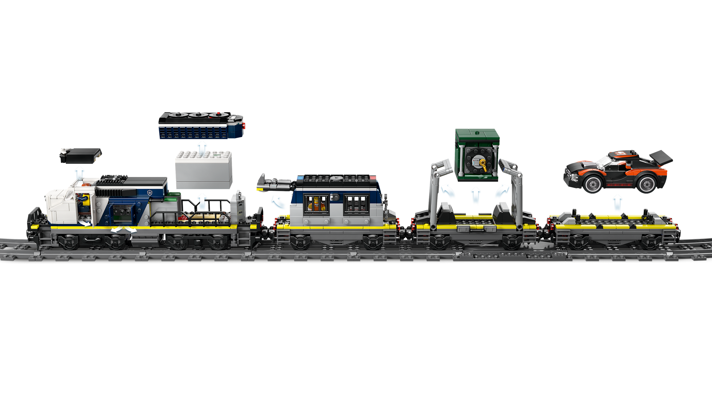 LEGO Police Train Heist set with helicopter and minifigures (British brand)