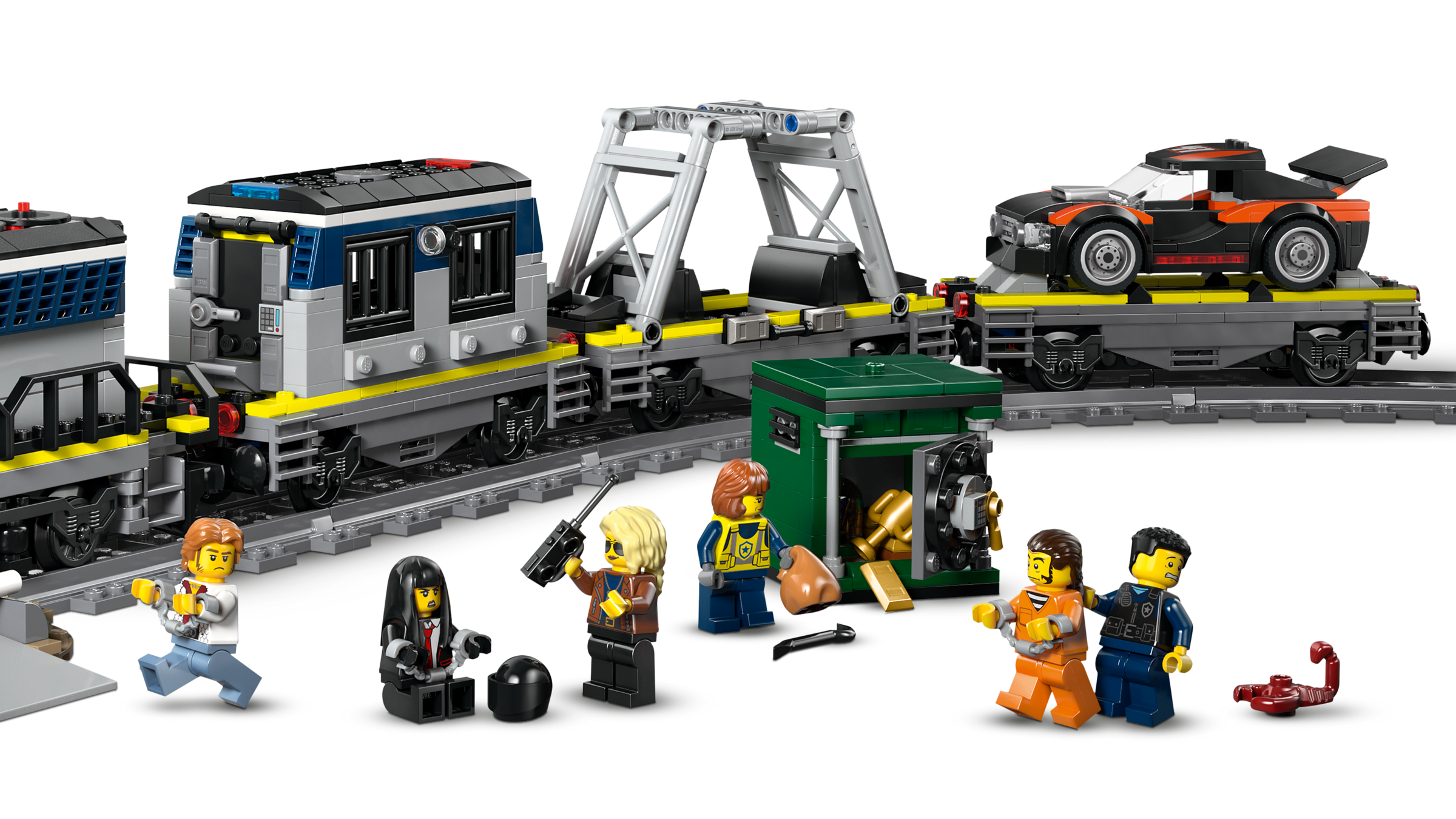 LEGO Police Train Heist set with helicopter and minifigures (British brand)