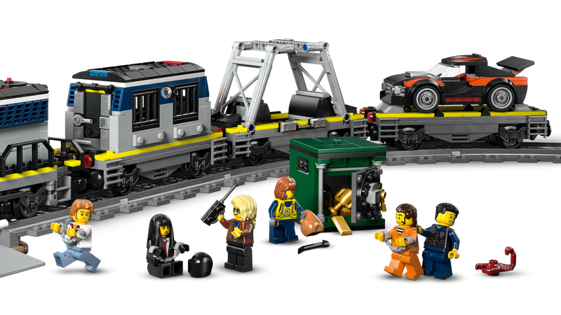 LEGO Police Train Heist set with helicopter and minifigures (British brand)