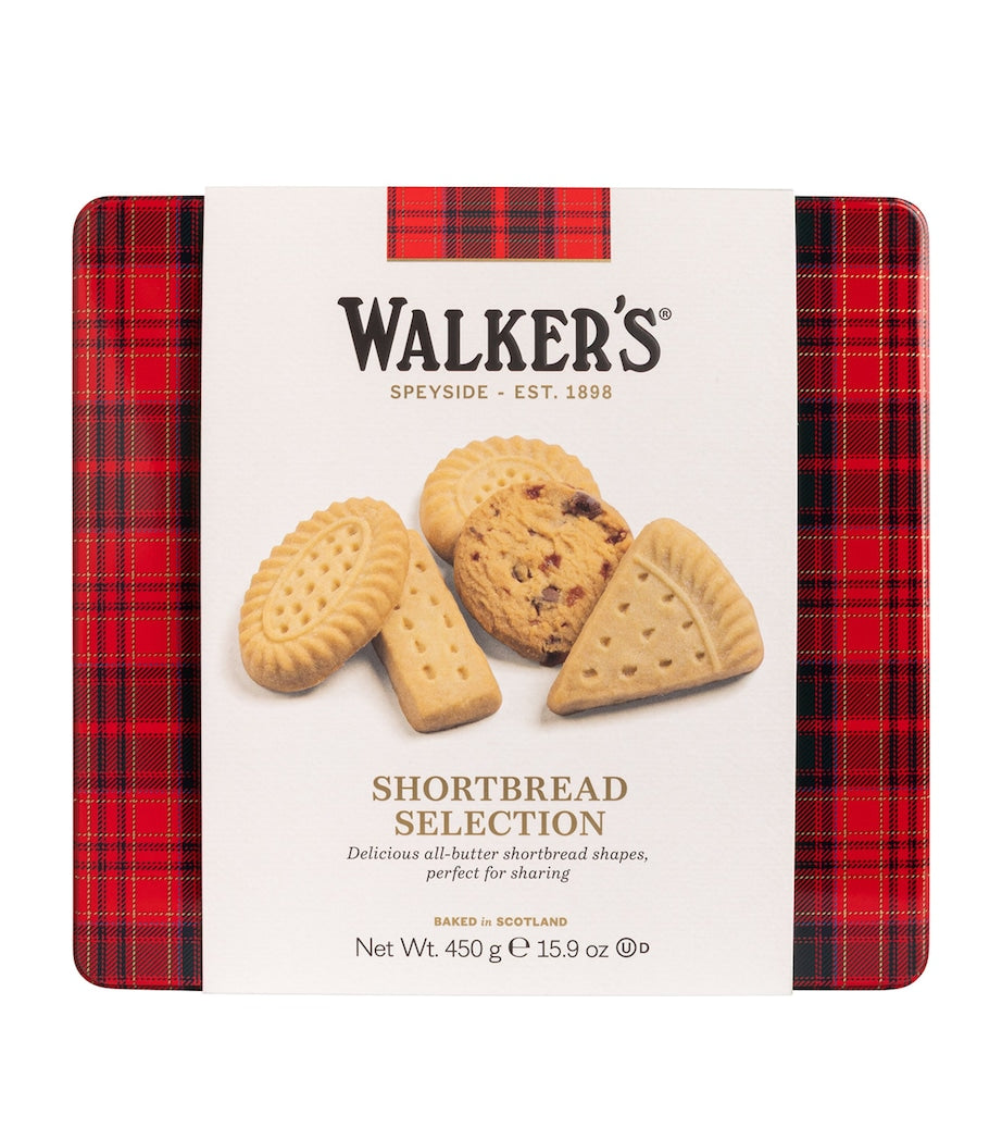 Walkers square shortbread assortment tin with chocolate and salted caramel 450g (British brand)