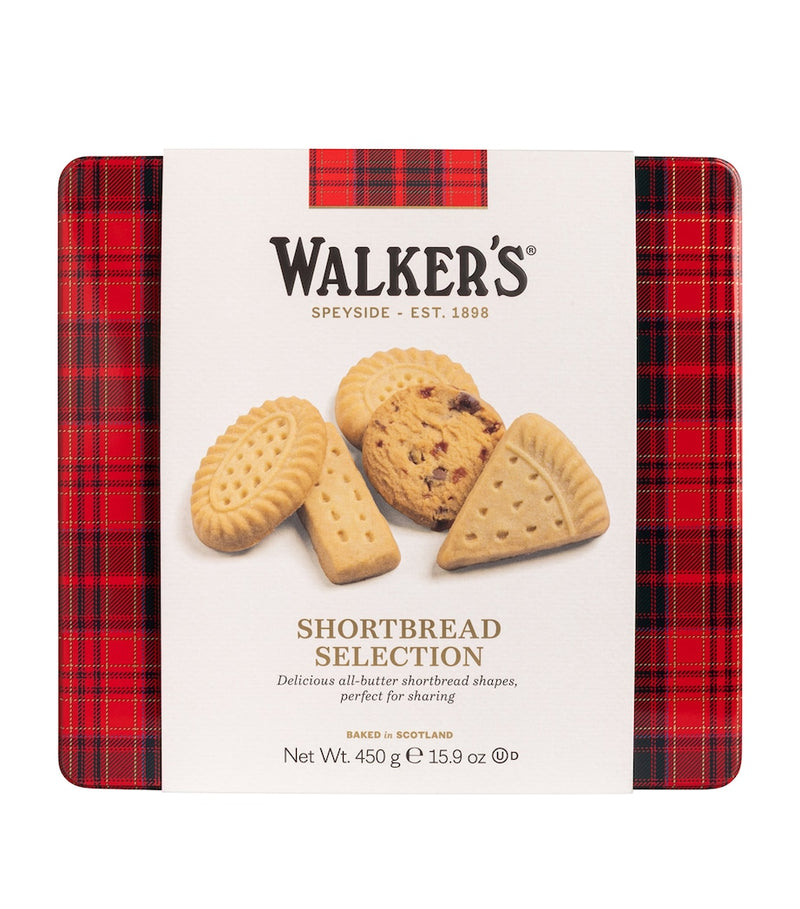 Walkers square shortbread assortment tin with chocolate and salted caramel 450g (British brand)