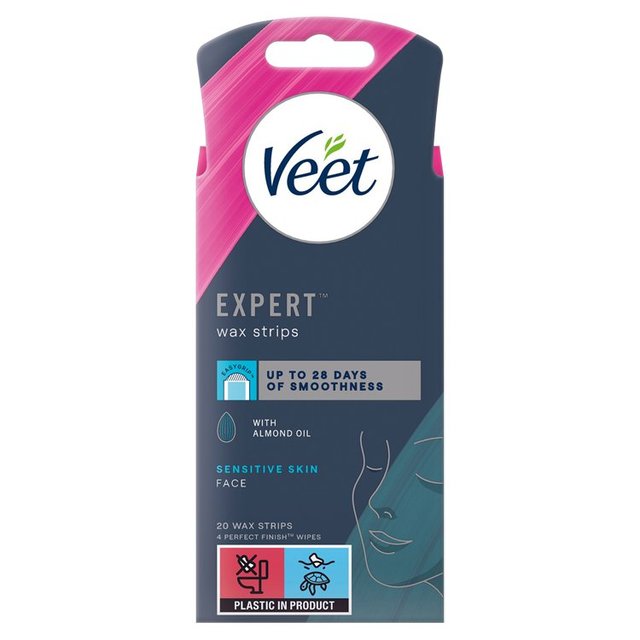 Veet Expert Wax Strips Face Sensitive Skin Hair Removal   20 per pack GOODS M&S   