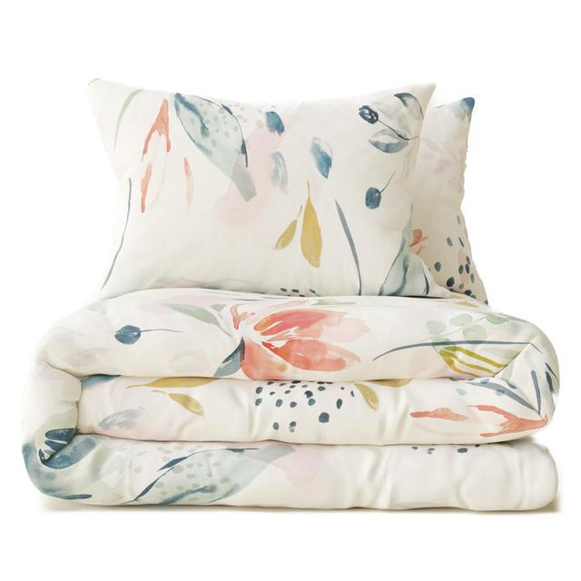 M&S Collection Pure Cotton Abstract Leaf Bedding Set Single- King GOODS M&S   